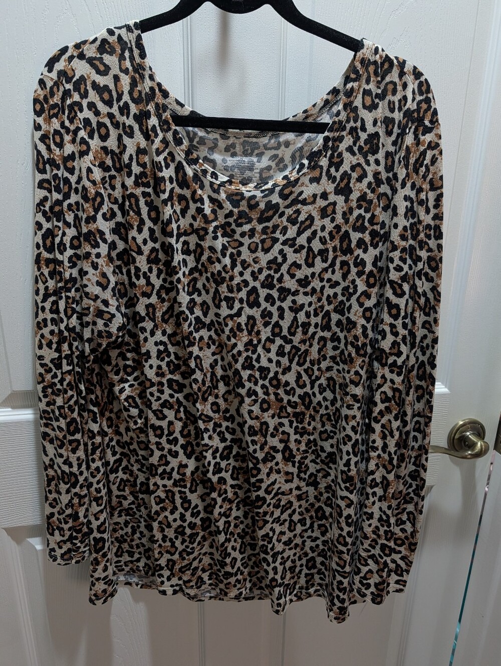 Maurices Long Sleeve Leopard Print Top - Beige, Black, Brown